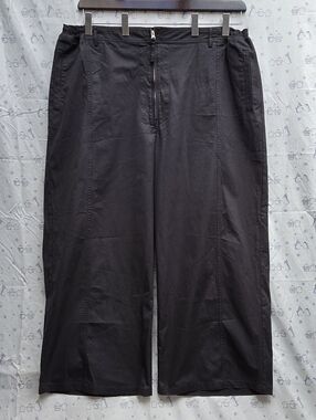 Skims Soft Khaki Black Front Zip Wideleg High-Rise Side Pockets Elastic Waist 3X